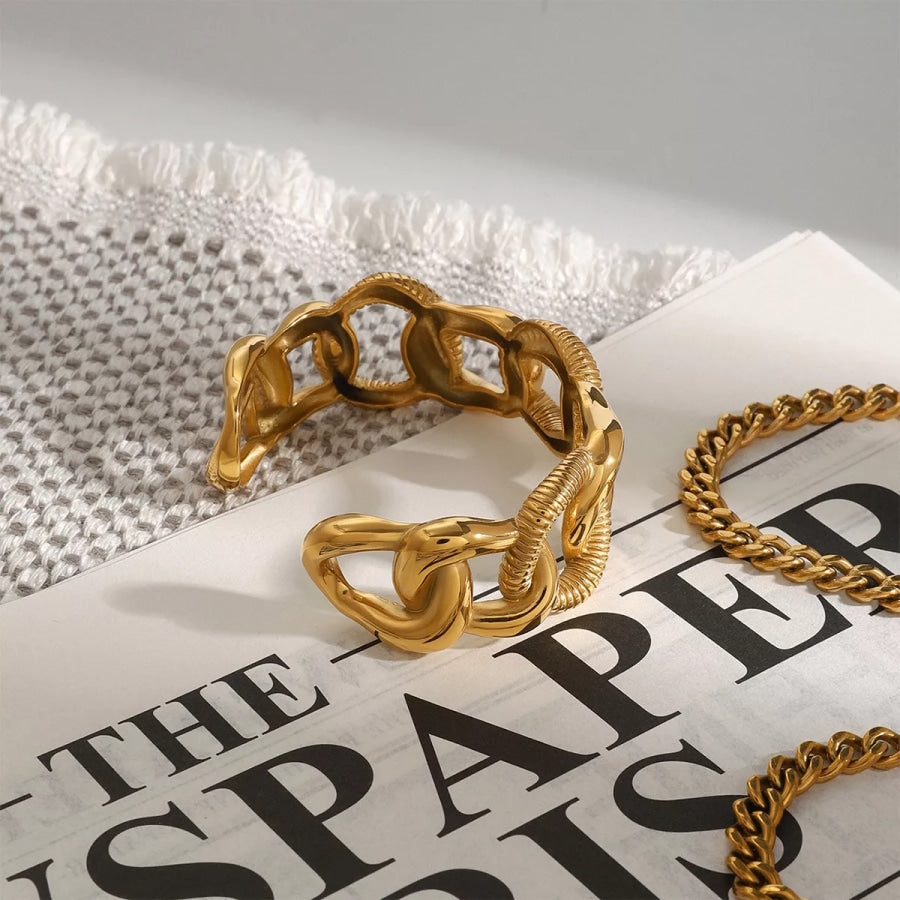 18K Gold-Plated Chain Link Open Bracelet Gold / One Size Apparel and Accessories