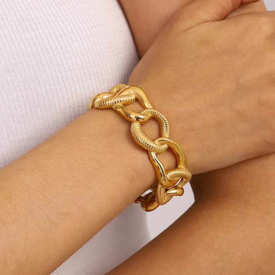 18K Gold-Plated Chain Link Open Bracelet Gold / One Size Apparel and Accessories