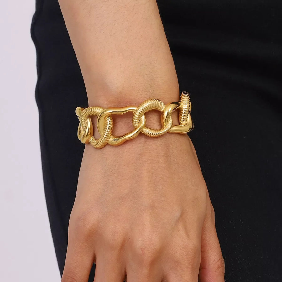 18K Gold-Plated Chain Link Open Bracelet Gold / One Size Apparel and Accessories