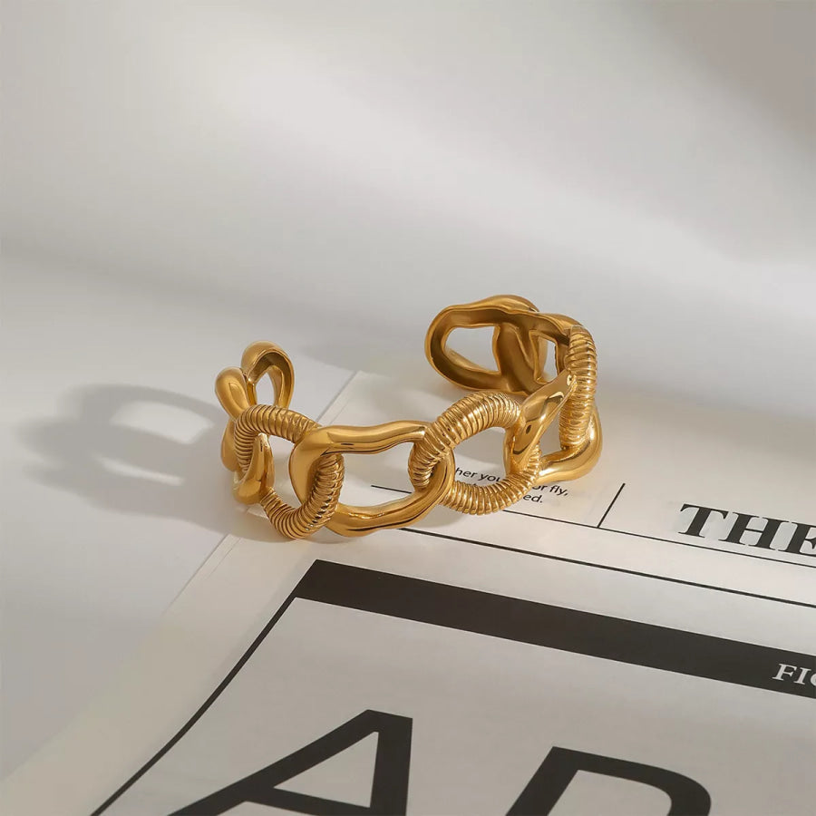 18K Gold-Plated Chain Link Open Bracelet Gold / One Size Apparel and Accessories