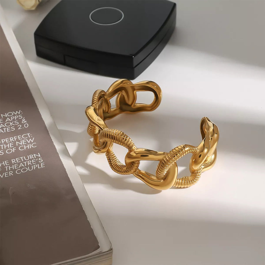 18K Gold-Plated Chain Link Open Bracelet Gold / One Size Apparel and Accessories