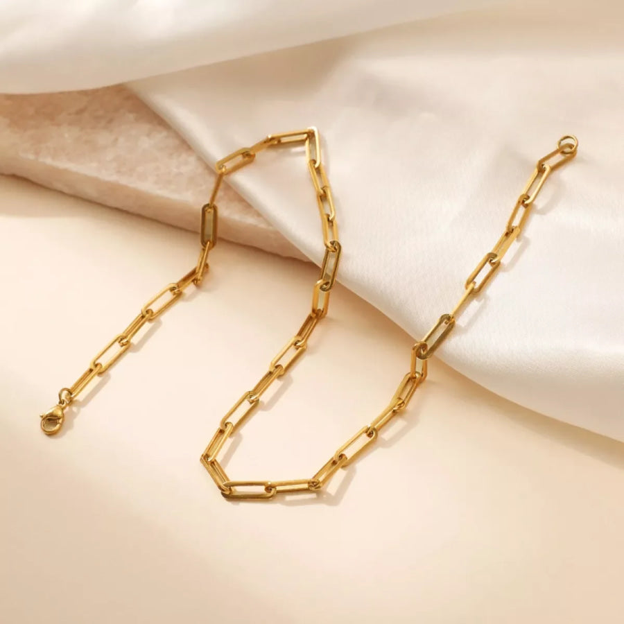 18K Gold-Plated Chain Necklace Gold / One Size Apparel and Accessories
