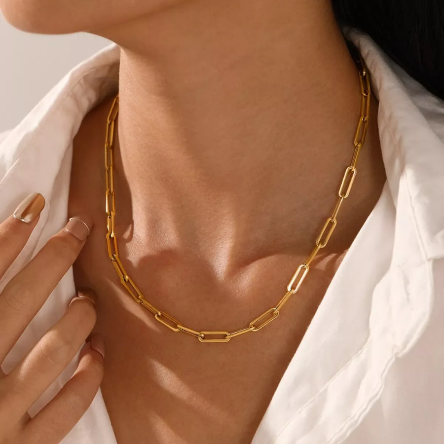 18K Gold-Plated Chain Necklace Gold / One Size Apparel and Accessories