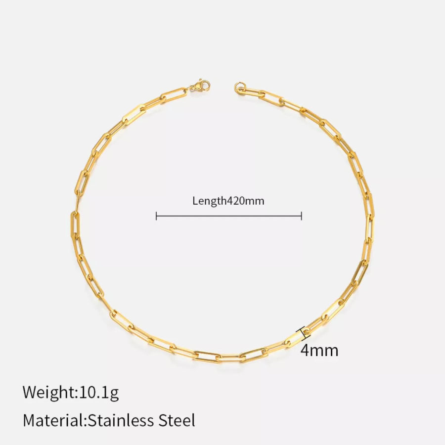 18K Gold-Plated Chain Necklace Gold / One Size Apparel and Accessories