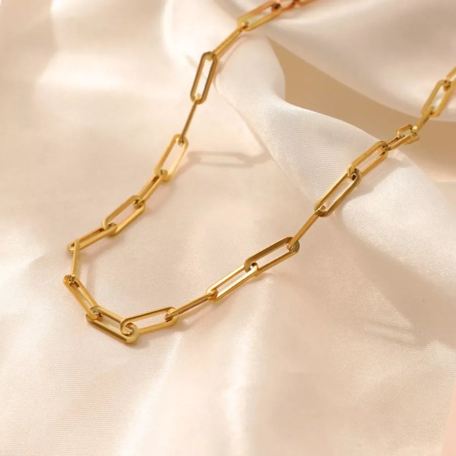 18K Gold-Plated Chain Necklace Gold / One Size Apparel and Accessories