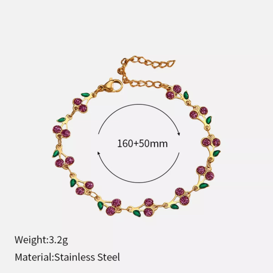 18K Gold-Plated Cherry Charm Bracelet Apparel and Accessories