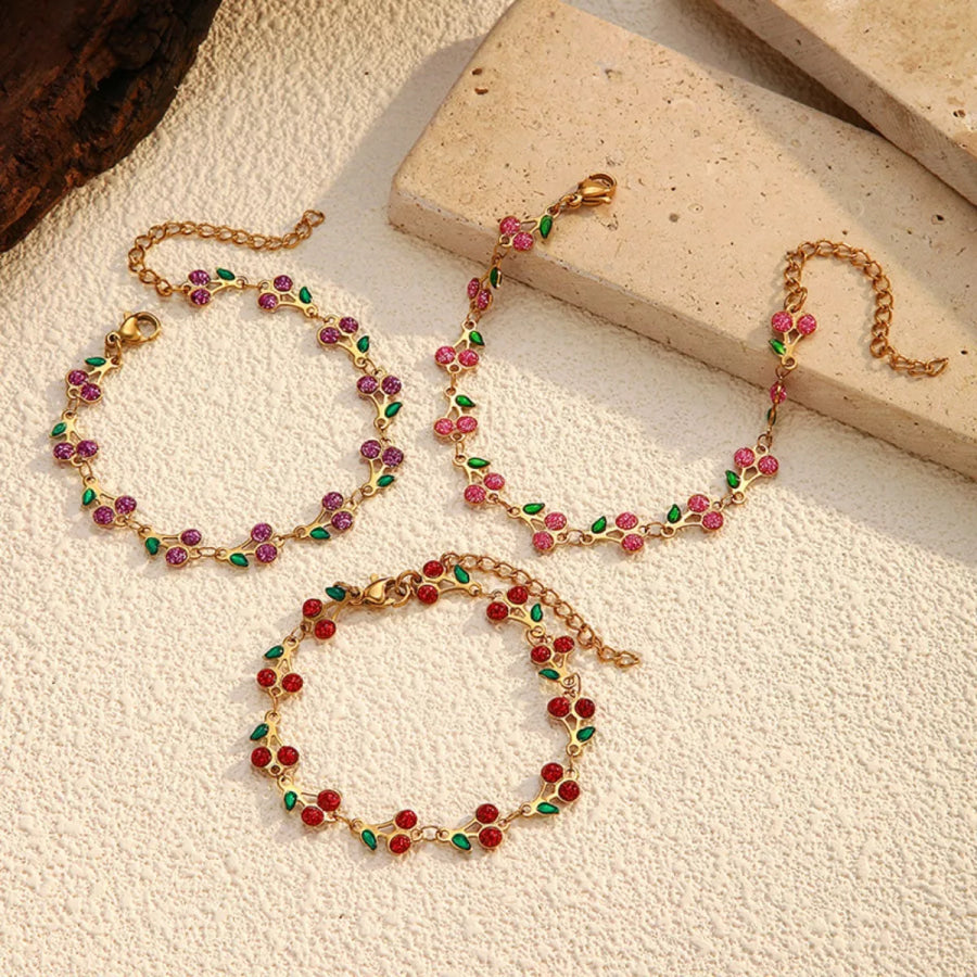 18K Gold-Plated Cherry Charm Bracelet Apparel and Accessories