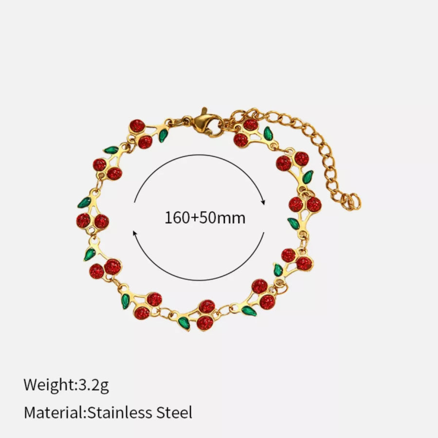 18K Gold-Plated Cherry Charm Bracelet Apparel and Accessories