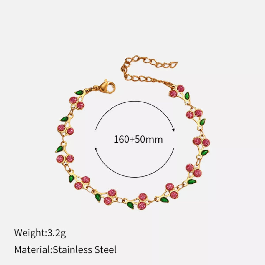 18K Gold-Plated Cherry Charm Bracelet Apparel and Accessories