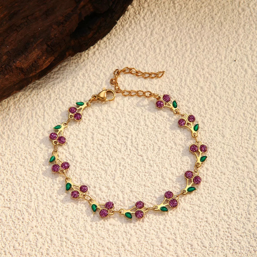 18K Gold-Plated Cherry Charm Bracelet Style A / One Size Apparel and Accessories