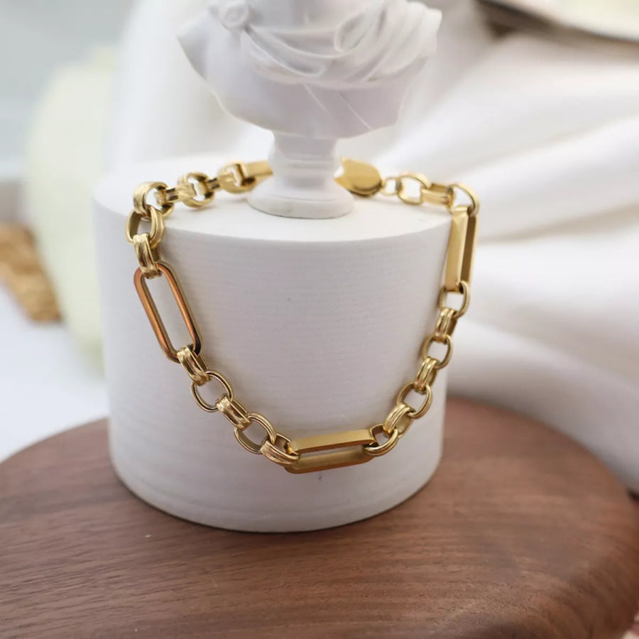 18K Gold-Plated Chunky Gold Chain Link Bracelet Gold / onesize Apparel and Accessories