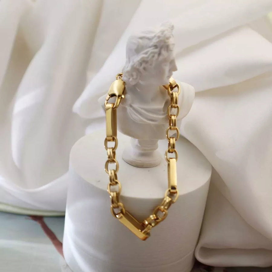 18K Gold-Plated Chunky Gold Chain Link Bracelet Gold / onesize Apparel and Accessories