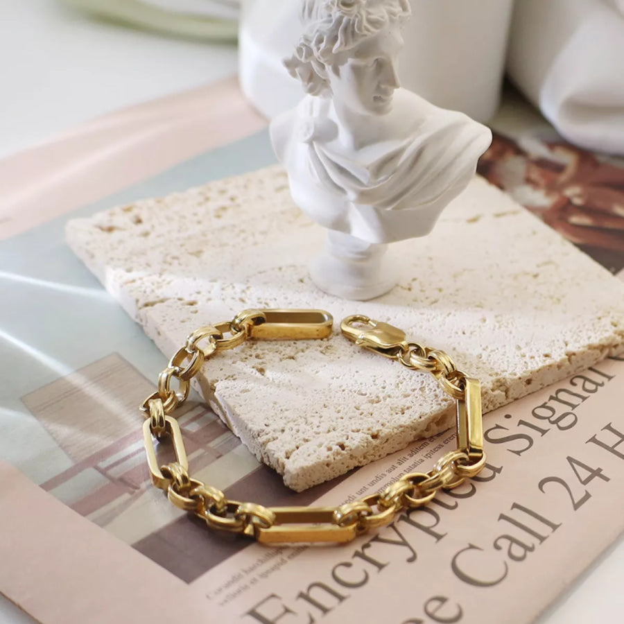 18K Gold-Plated Chunky Gold Chain Link Bracelet Gold / onesize Apparel and Accessories