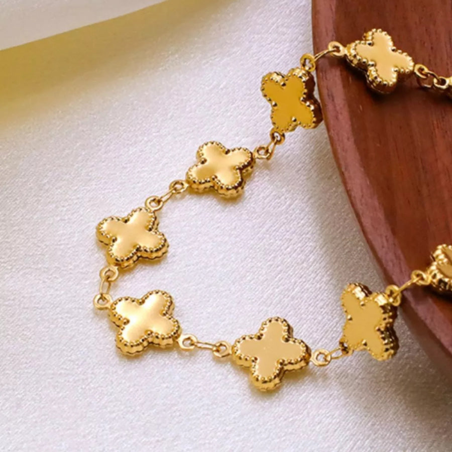 18K Gold-Plated Clover Charm Necklace Gold / One Size Apparel and Accessories