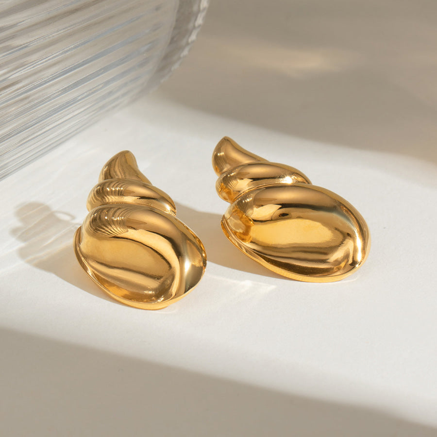 18K Gold-Plated Conch Earrings Gold / One Size Apparel and Accessories