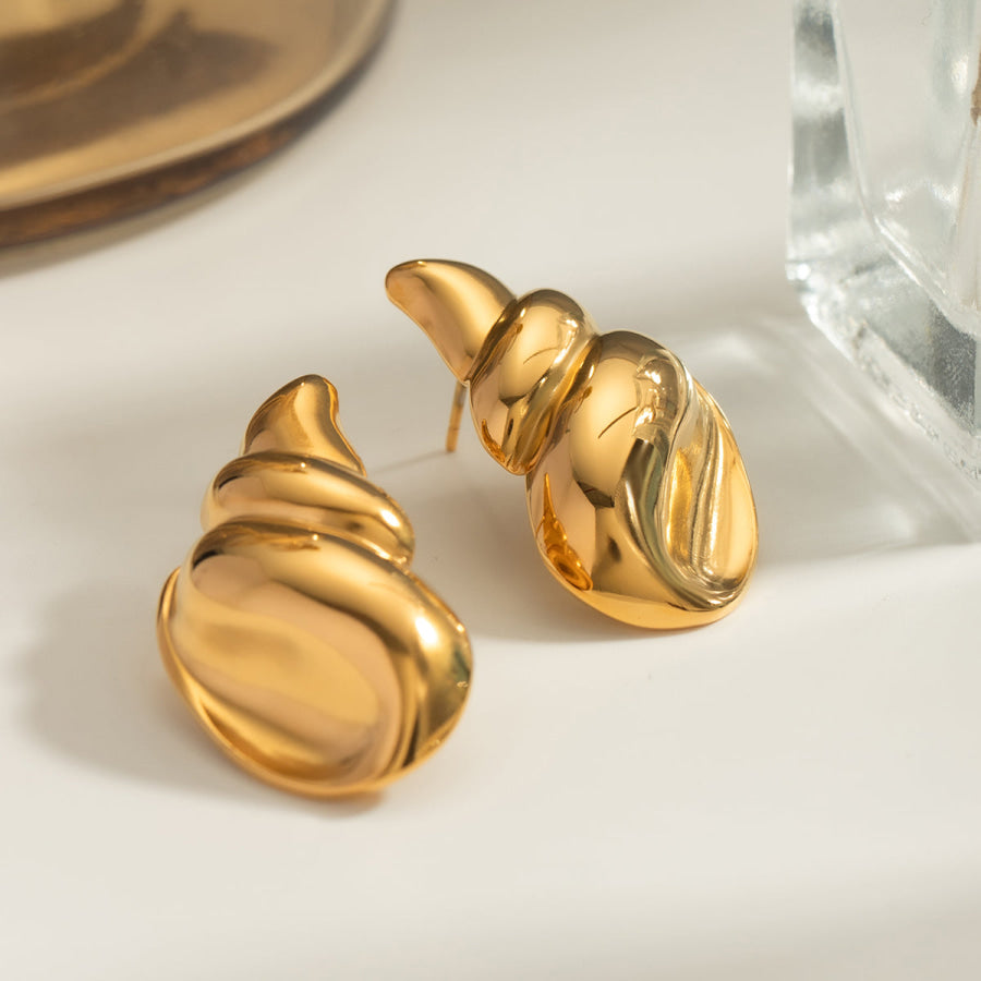 18K Gold-Plated Conch Earrings Gold / One Size Apparel and Accessories