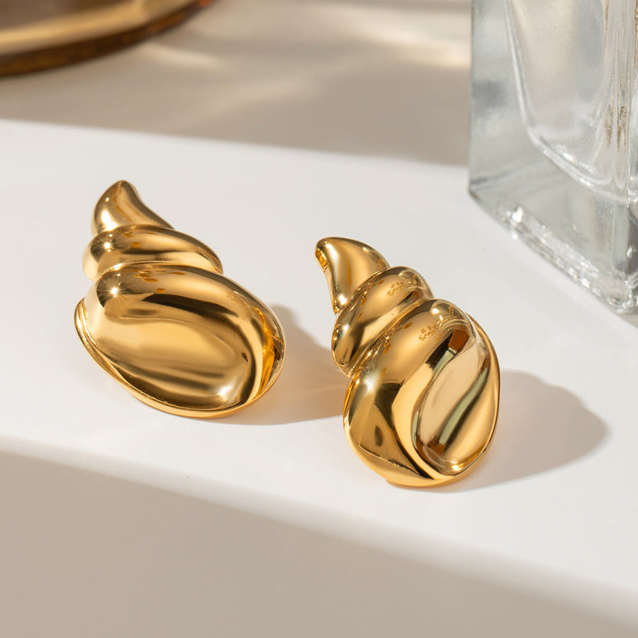 18K Gold-Plated Conch Earrings Gold / One Size Apparel and Accessories