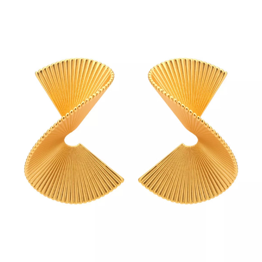 18K Gold-Plated Copper Fan-Shaped Earrings Gold / One Size Apparel and Accessories