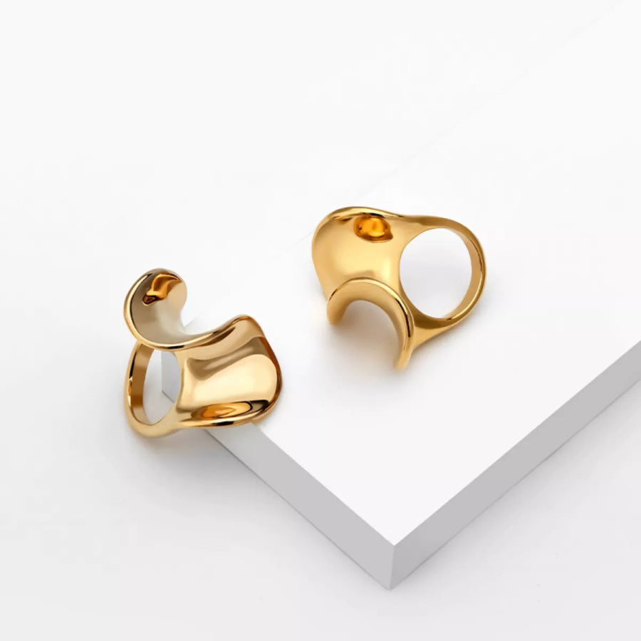 18K Gold-Plated Copper Geometric Sculptural Ring Gold / 9 Apparel and Accessories