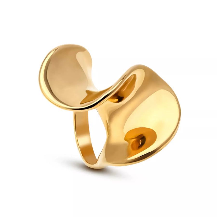 18K Gold-Plated Copper Geometric Sculptural Ring Gold / 9 Apparel and Accessories
