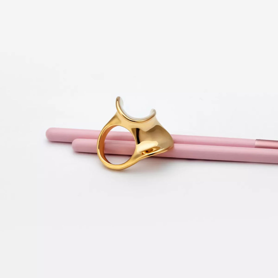 18K Gold-Plated Copper Geometric Sculptural Ring Gold / 9 Apparel and Accessories