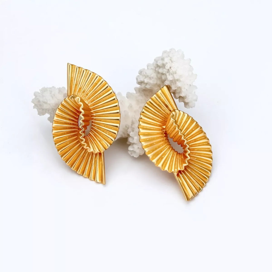 18K Gold-Plated Copper Geometric Spiral Earrings Gold / One Size Apparel and Accessories