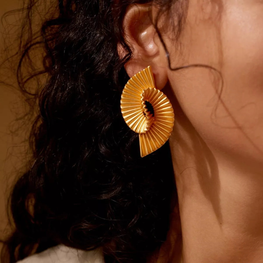 18K Gold-Plated Copper Geometric Spiral Earrings Gold / One Size Apparel and Accessories