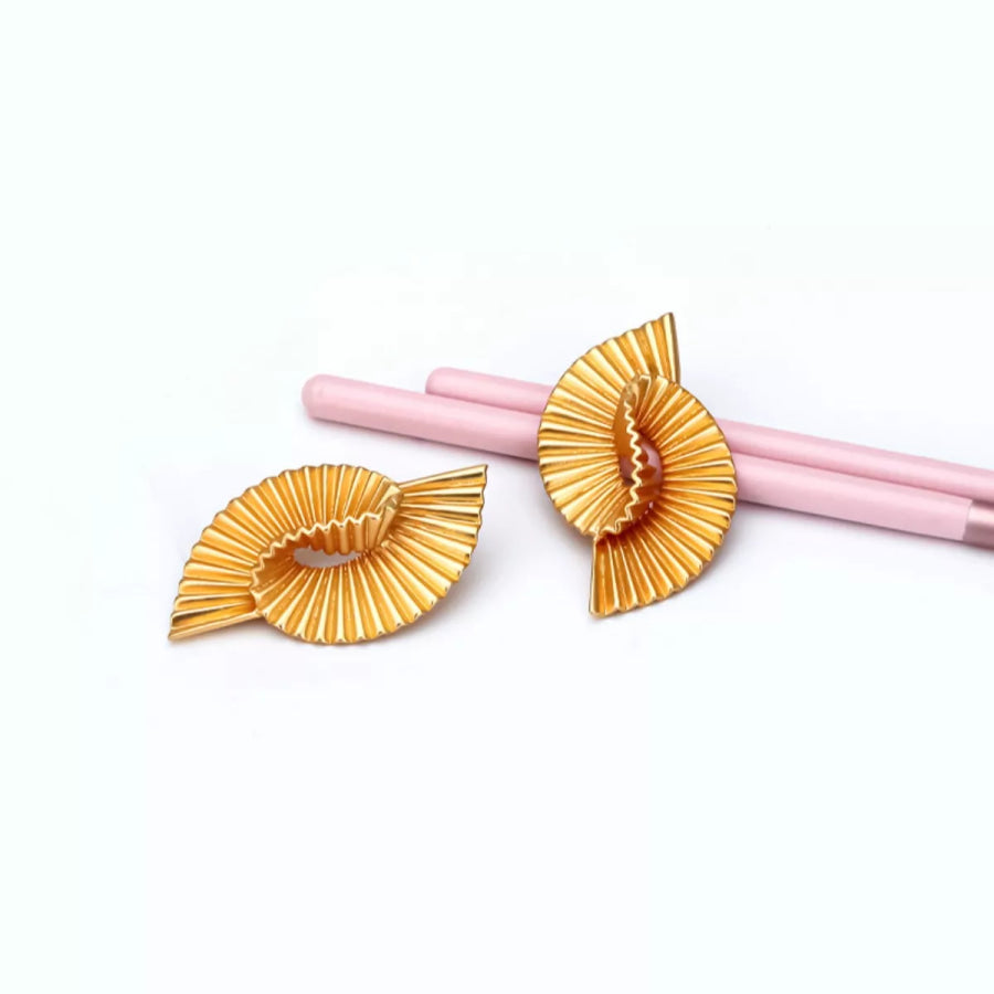 18K Gold-Plated Copper Geometric Spiral Earrings Gold / One Size Apparel and Accessories