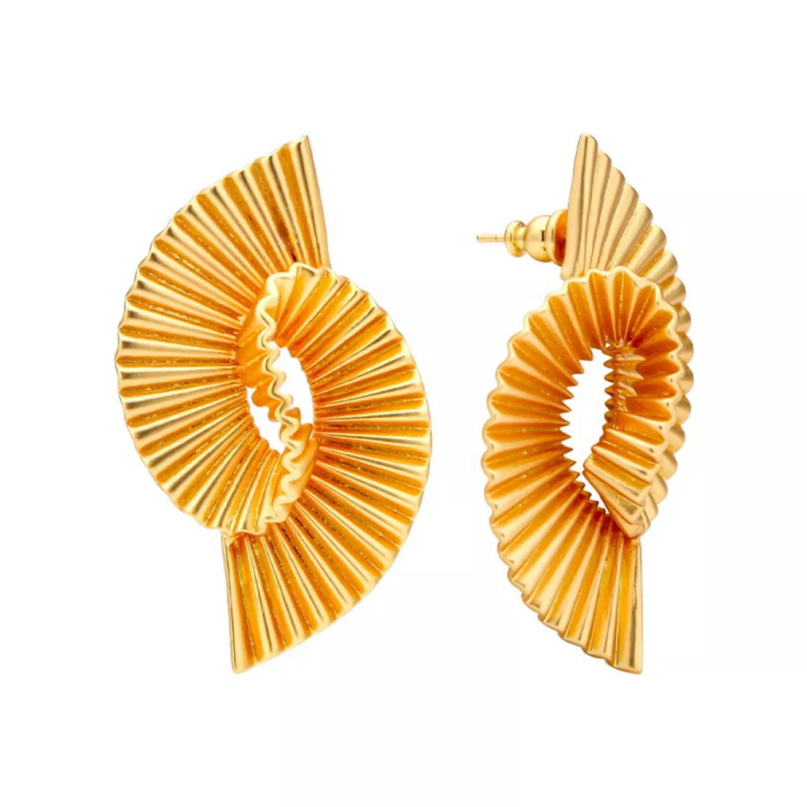 18K Gold-Plated Copper Geometric Spiral Earrings Gold / One Size Apparel and Accessories