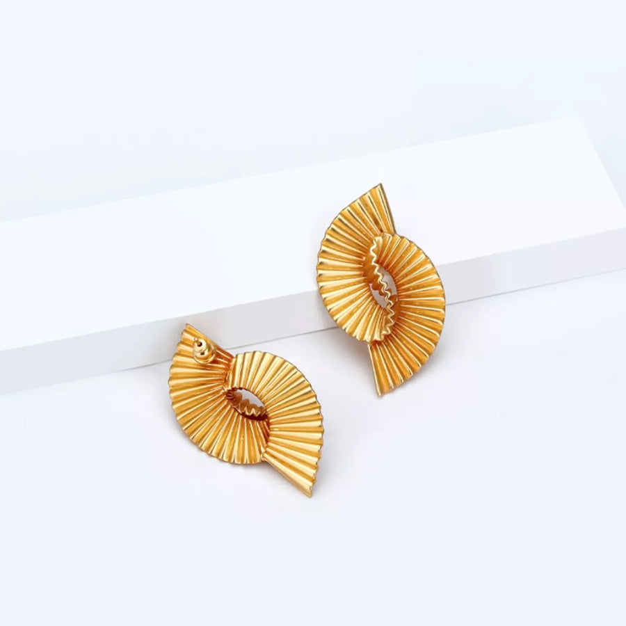 18K Gold-Plated Copper Geometric Spiral Earrings Gold / One Size Apparel and Accessories