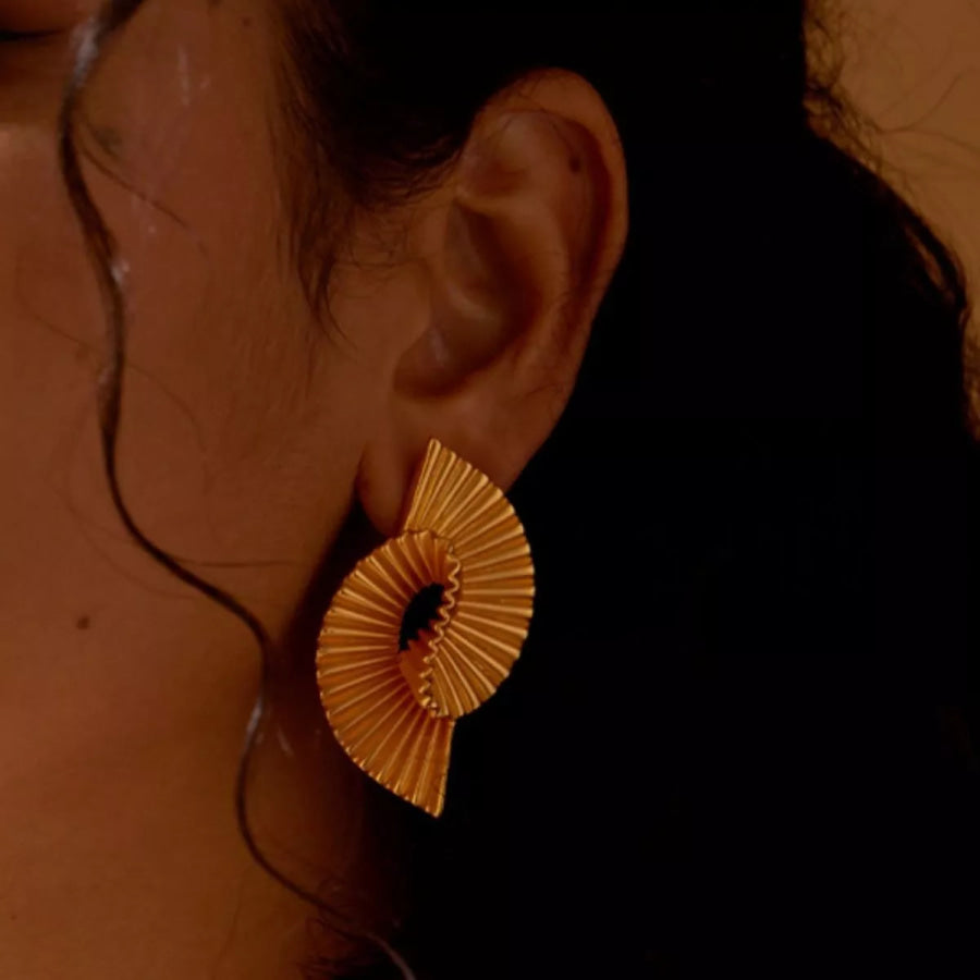 18K Gold-Plated Copper Geometric Spiral Earrings Gold / One Size Apparel and Accessories