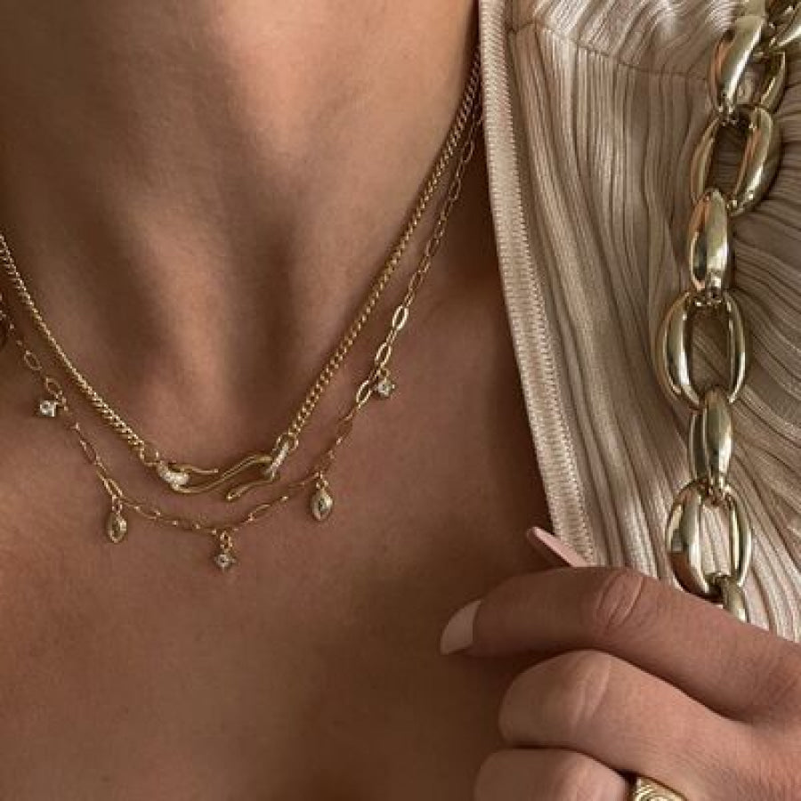 18K Gold - Plated Copper Inlaid Zircon Necklace Apparel and Accessories