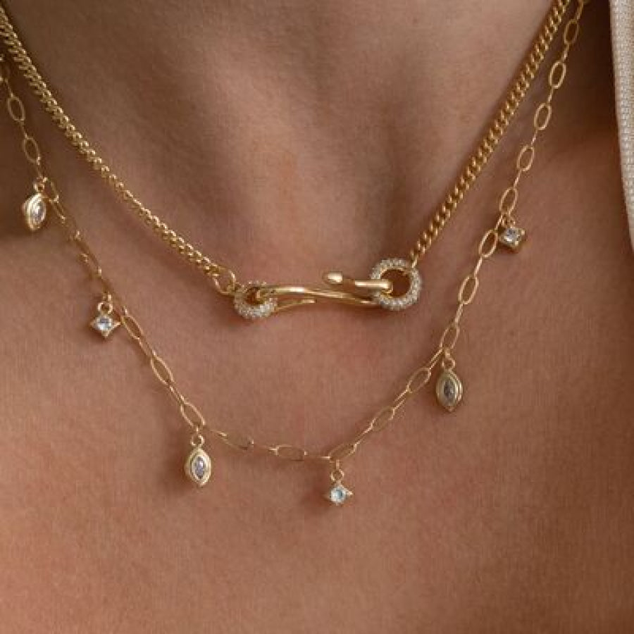 18K Gold - Plated Copper Inlaid Zircon Necklace Apparel and Accessories