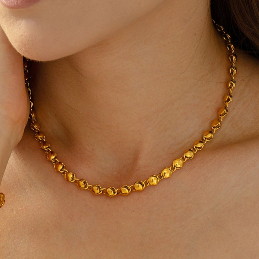 18K Gold-Plated Copper Necklace Gold / One Size Apparel and Accessories