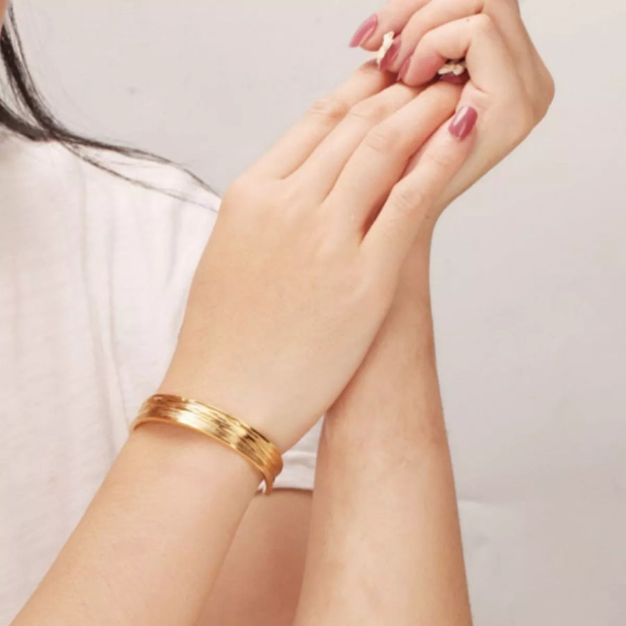 18K Gold-Plated Copper Open Bracelet Gold / One Size Apparel and Accessories