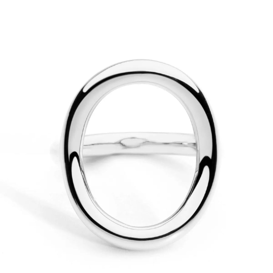 18K Gold-Plated Copper Round Ring Silver / 7 Apparel and Accessories