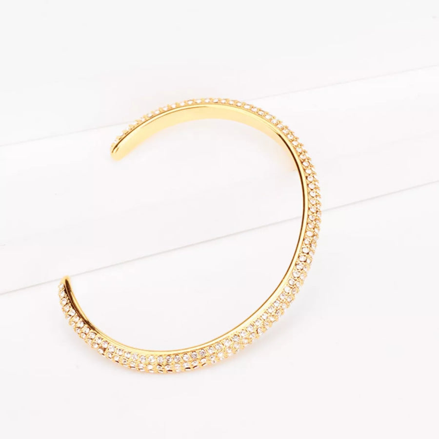 18K Gold-Plated Copper Zircon Open Bracelet Gold / One Size Apparel and Accessories