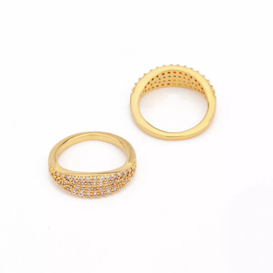 18K Gold-Plated Copper Zircon Round Ring Gold / 7 Apparel and Accessories