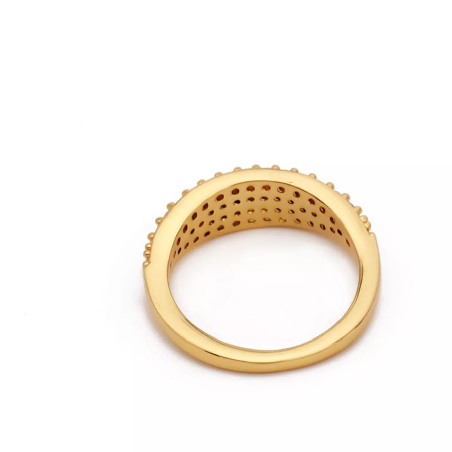 18K Gold-Plated Copper Zircon Round Ring Gold / 7 Apparel and Accessories