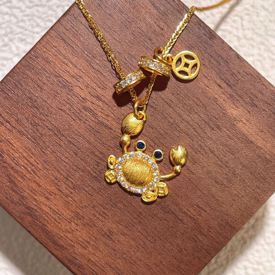 18K Gold-Plated Crab Pendant Necklace Gold / One Size Apparel and Accessories