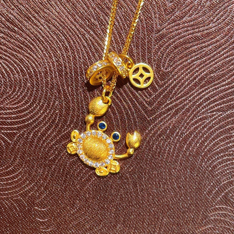18K Gold-Plated Crab Pendant Necklace Gold / One Size Apparel and Accessories