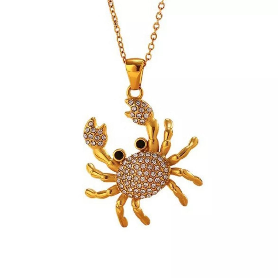 18K Gold-Plated Crab Pendant Necklace Gold / One Size Apparel and Accessories