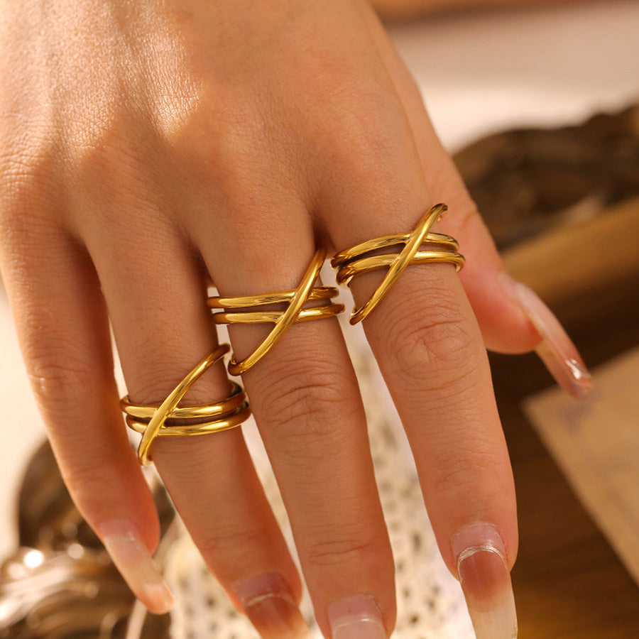 18K Gold-Plated Crisscross Ring Apparel and Accessories