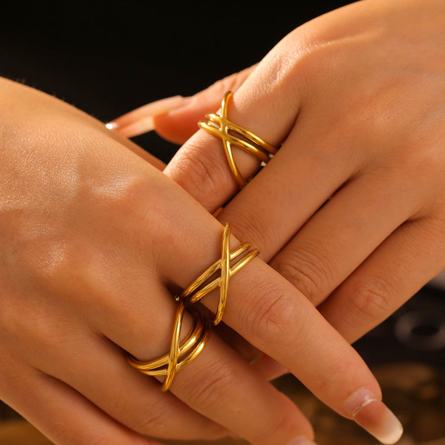 18K Gold-Plated Crisscross Ring Gold / 6 Apparel and Accessories