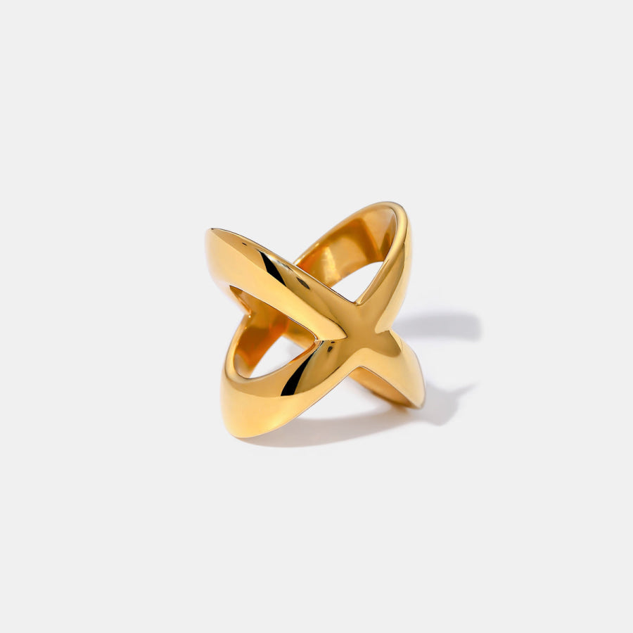 18K Gold-Plated Crisscross Ring Gold / 7 Apparel and Accessories