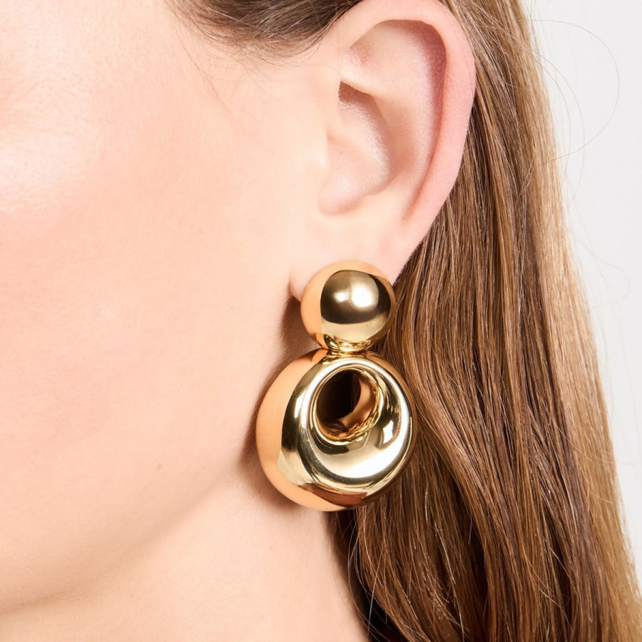 18K Gold-Plated Cutout Earrings Gold / One Size Apparel and Accessories