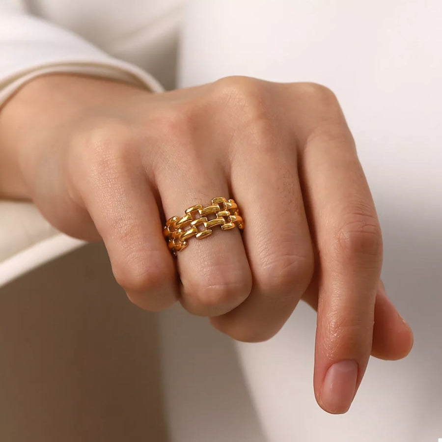18K Gold-Plated Cutout Ring Gold / 6 Apparel and Accessories
