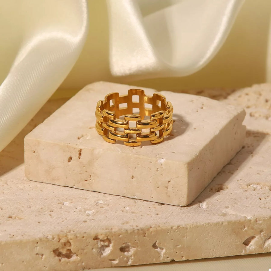18K Gold-Plated Cutout Ring Apparel and Accessories