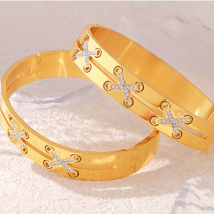 18K Gold-Plated Czech Diamond Bracelet Gold / One Size Apparel and Accessories