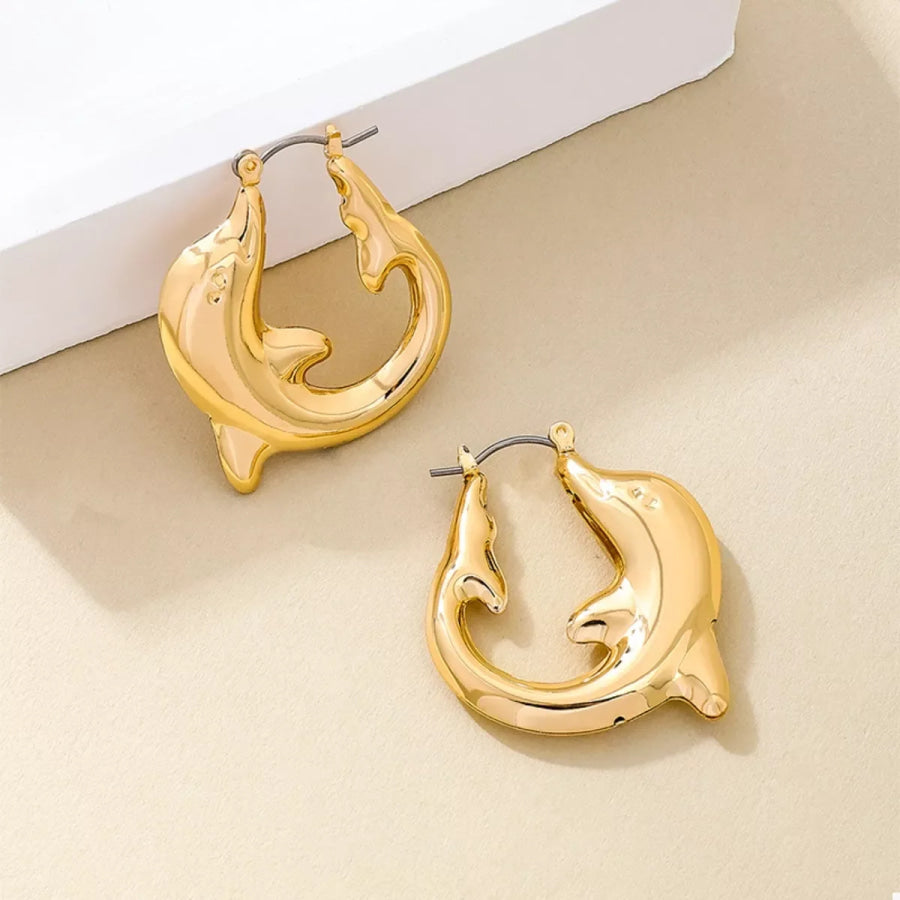 18K Gold-Plated Dolphin Hoop Earrings Apparel and Accessories